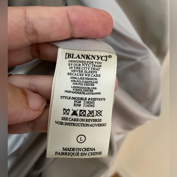 NWT BLANKNYC vegan leather nude tan blazer L - Picture 6 of 6